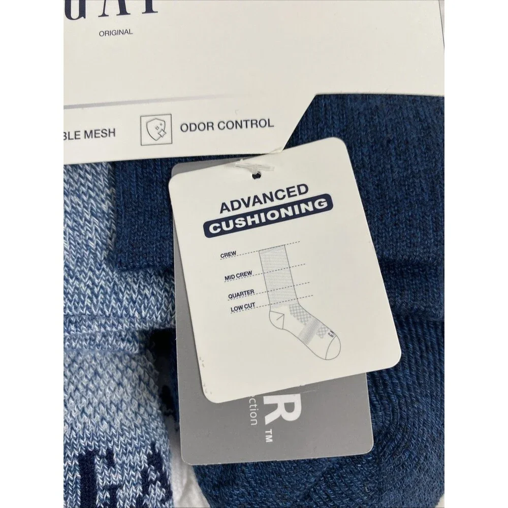 Gap Socks Men’s 6 Pair Navy Blue White Cushioned Mid Crews Casual Size 6-12